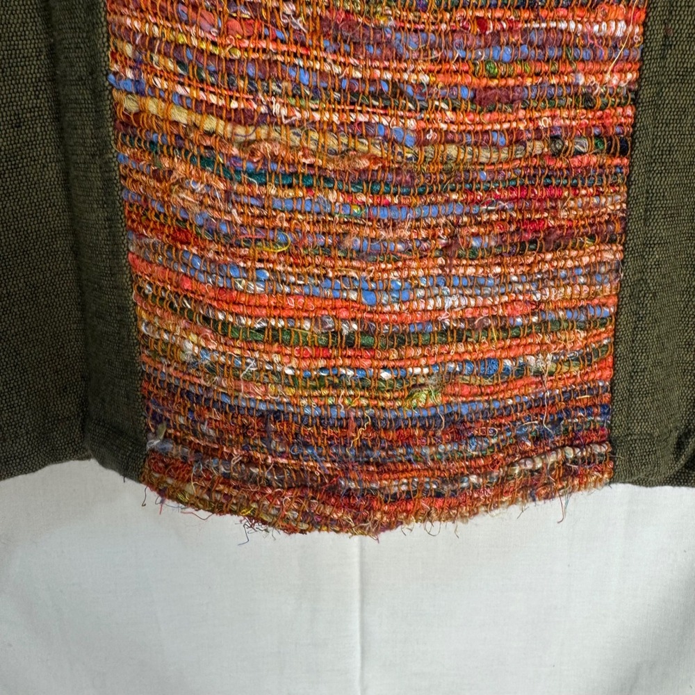 Ganesh Himal Jacket Womens XL Green Multi Woven Cotton Handmade Nepal Toggle‎ - Picture 10 of 16